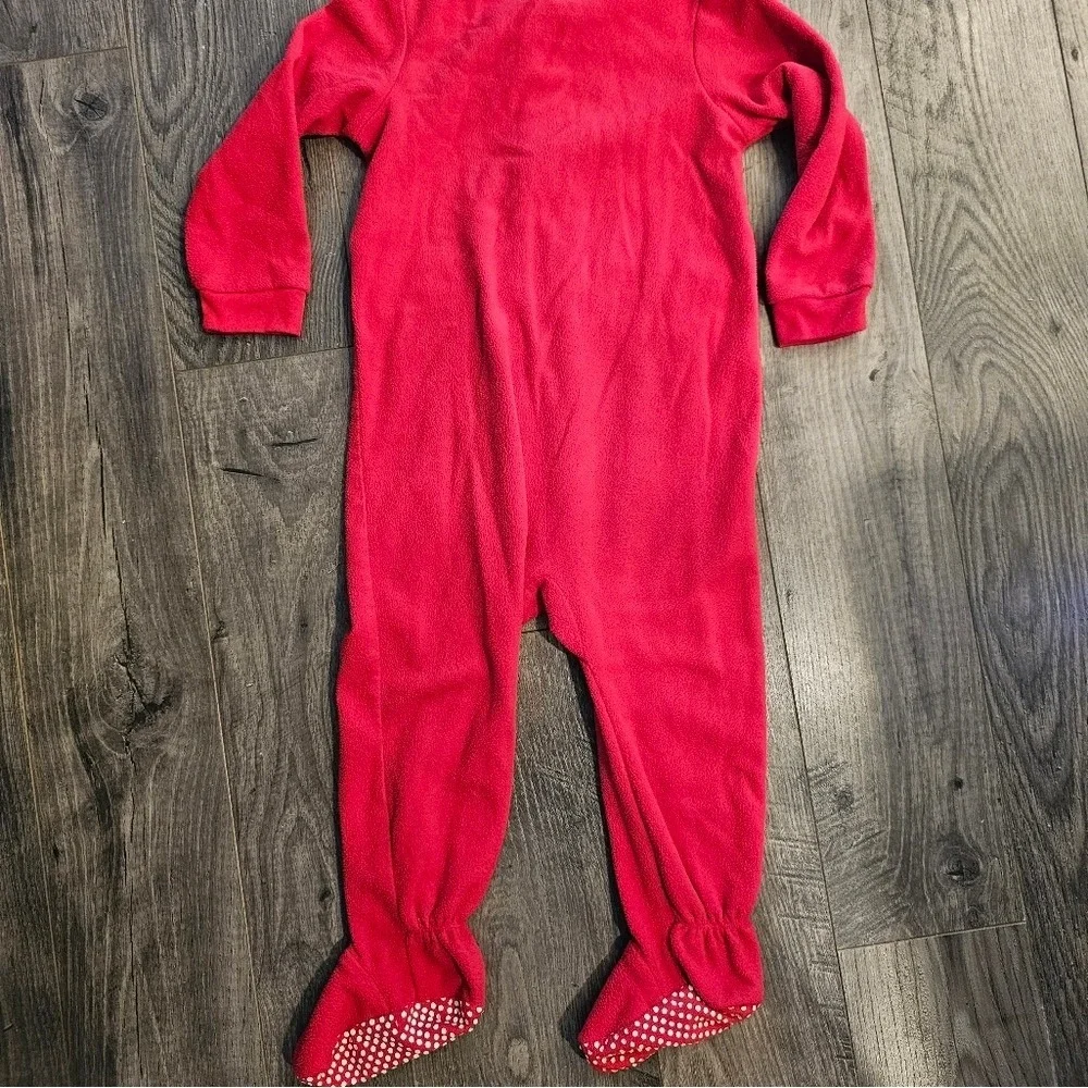 24M Red Black Footies Santa One Piece Belt Design Christmas Pictures PJs Holiday